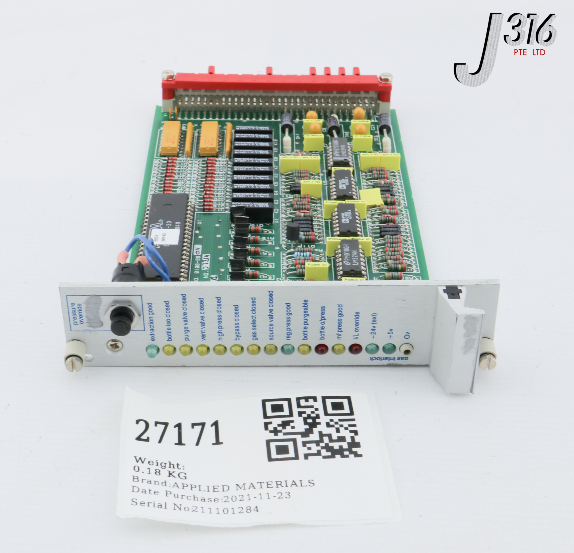 27171 APPLIED MATERIALS PWBA, GAS I'LOCK SDS 10 TORR, 0020-80288